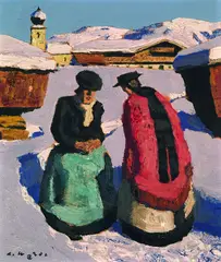 Weiber am Kirchweg by Alfons Walde, 1933, Oil on cardboard, sold Dec 2002