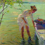 Edward Cucuel, Ihr Boot, 1920, Oil on canvas