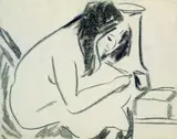 Sitzendes Mädchen (K 8644) by Ernst Ludwig Kirchner, 1907, Charcoal drawing, sold Dec 2002