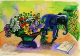 Max Pechstein, Stillleben mit Elefant, 1947, Watercolour
