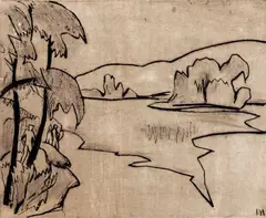 Teichlandschaft by Erich Heckel, 1911, Drypoint, sold Dec 2002