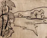 Erich Heckel, Teichlandschaft, 1911, Drypoint
