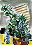 Blaue Beeren by Karl Schmidt-Rottluff, 1958, Brush and Indian ink drawing, sold Sep 2002