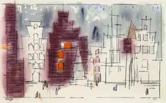 Lyonel Feininger, Old Gables, 1944, Watercolour
