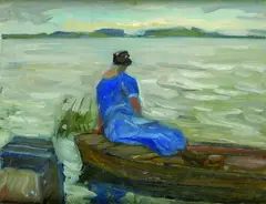 Max Slevogt, Frau im Kahn, 1900, Oil on canvas