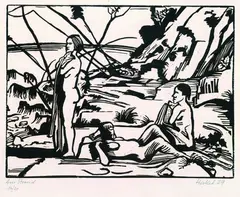 Am Strand by Erich Heckel, 1929, Woodcut, sold Sep 2002