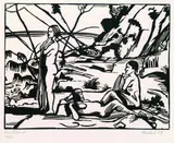 Am Strand by Erich Heckel, 1929, Woodcut, sold Sep 2002