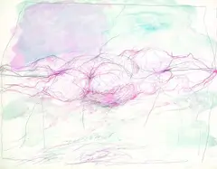 Karl Bohrmann, Schlachtfest in Griechenland, 1962, Drawing in colour crayon