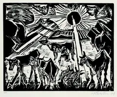 Der Abend by Max Pechstein, 1919, Woodcut, sold Sep 2002