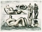 Henry Moore, Six Sculpture Ideas, 1979, Lithograph printed in colours