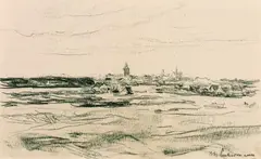 Landschaft by Max Liebermann, Oil crayon, sold Sep 2002