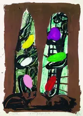 2 Bll. Kathedrale by Markus Lüpertz, Lithograph printed in colours, sold Sep 2002