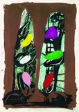 Markus Lüpertz, 2 Bll. Kathedrale, Lithograph printed in colours