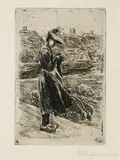 Max Liebermann, Kleine Schafhirtin, 1887, Etching