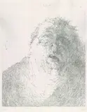 Horst Janssen, Selbst elegisch, 1965, Etching