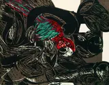 Ara by HAP Grieshaber, 1966, Woodcut printed in colours, sold Sep 2002