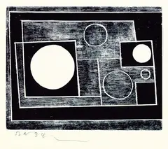 Five Circles by Ben Nicholson, 1934, Woodcut, sold Sep 2002