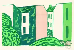 Berliner Häuser by Werner Heldt, 1949, Lithograph printed in colours, sold Sep 2002
