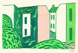 Werner Heldt, Berliner Häuser, 1949, Lithograph printed in colours