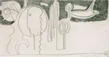 Max Ackermann, Strand, 1938, Pencil drawing
