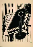 Werner Heldt, Interieur mit Flügel, 1949, Lithograph
