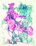 Bernard Schultze, 3 Bll.: Migof-Gebärden. Migof-Turm. Verstrickt, 1968, Colour etching