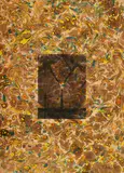 Obelisk (Hieroglyphen) by Sigmar Polke, 1973, Farboffset auf marmoriertem Bütten, sold Sep 2002