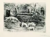 Max Liebermann, Ferkelchen, 1890, Etching