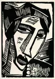 Frauenkopf by Karl Schmidt-Rottluff, 1916, Woodcut, sold Sep 2002