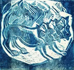 Cerberus by Christian Rohlfs, 1912, Linocut, sold Sep 2002