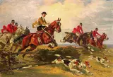Angelo Jank, Reiterliche Jagdgesellschaft, Oil on canvas