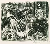 Ernst Barlach, Der Zauberlehrling 2 (Die Wasserflut), 1924, Lithograph