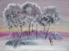 Ernst Geitlinger, 2 Bll.: Schneelandschaft. Holzfäller, 1940, Tempera