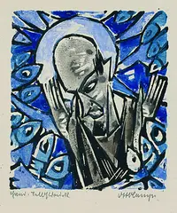 Heiliger by Otto Lange, Woodcut, sold Sep 2002