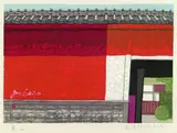 Jun Sekino, Kameyama, Woodcut printed in colours