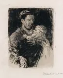 Max Liebermann, 2 Bll.: Auf dem Kartoffelfeld. Mutter und Kind, 1891, Etching