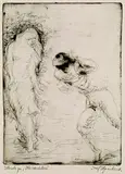 Josef Hegenbarth, 2 Bll.: Illustration zu Heideröslein. Trapez-Akt, 1956, Drypoint