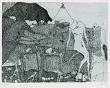 Horst Janssen, Ballhaus Jahnke II, 1966, Etching
