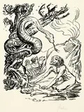 Alfred Kubin, 4 Bll. figurative Buchillustrationen, 1921, Lithograph
