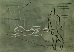 Alexandre Fasini, Figuren im Raum, 1929, Oil on canvas