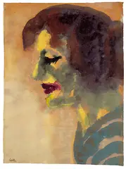 Emil Nolde, Porträt einer Frau mit geschlossenen Augen, 1920, Watercolour