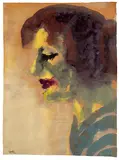 Emil Nolde, Porträt einer Frau mit geschlossenen Augen, 1920, Watercolour