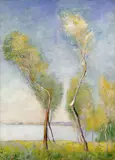 Lesser Ury, Baumgruppe am Seeufer, 1895, Oil on canvas