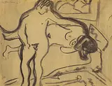 Liebespaar by Ernst Ludwig Kirchner, 1909, Charcoal drawing, sold May 2002