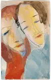 Emil Nolde, Zwei Köpfe (Doppelbildnis), 1948, Watercolour