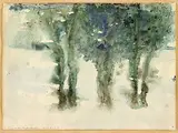 Emil Nolde, Weidengruppe im Schnee, 1908, Watercolour