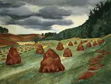 Wiese mit Heuhocken by Max Pechstein, 1938, Watercolour, sold May 2002