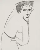Weibliche Halbfigur (Dodo) by Ernst Ludwig Kirchner, 1909, Chalk drawing, sold May 2002