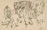 Straße by George Grosz, 1916, Indian ink pen drawing, sold May 2002