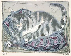 Katze by Otto Dix, 1959, Lithograph printed in colours, sold May 2002